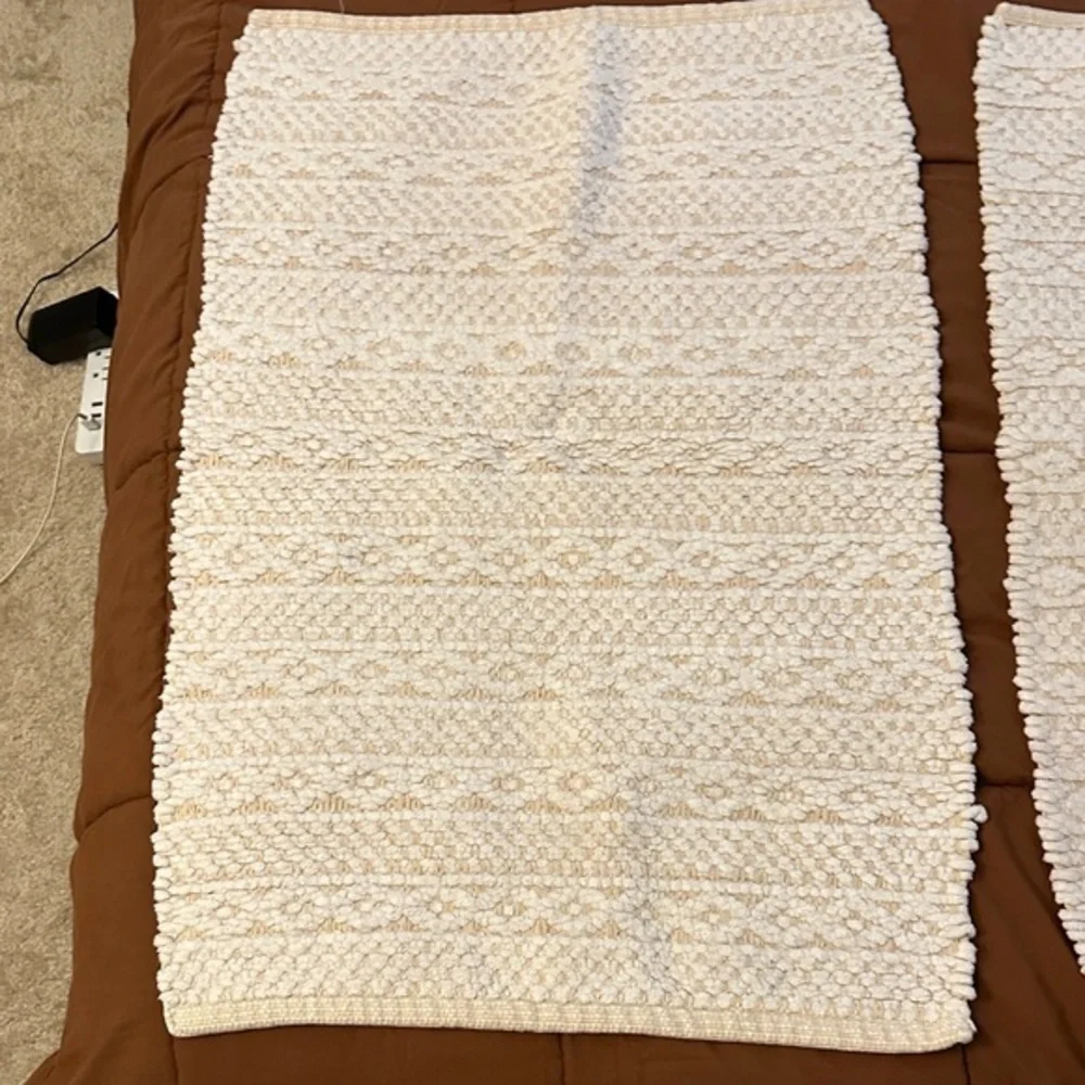 Cream and Tan  Bathroom Rugs - Set of 2
